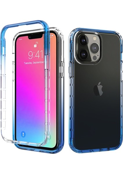 Apple iPhone 13 Pro Max Için Gradyan Renkli Tpu + Pc Telefon Kılıfı - Mavi (Yurt Dışından)