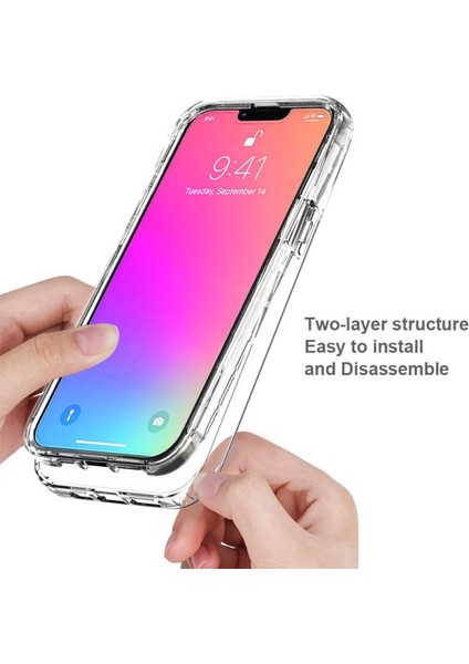 Apple iPhone 13 Pro Max Için Gradyan Renkli Tpu + Pc Telefon Kılıfı - Mavi (Yurt Dışından)