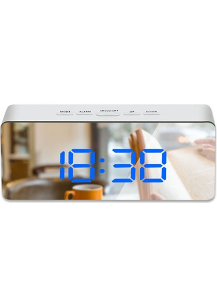 Çok Fonksiyonlu Sessiz LED Dijital Çalar Saat - Mavi - Dikdörtgen (Yurt Dışından)