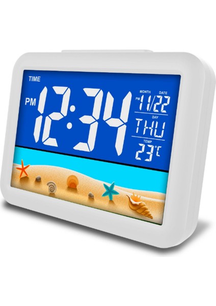 12 - Inç Akıllı LCD Renkli Ekran Saati Öğrenci Başucu Çalar Saat - Sarı (Yurt Dışından)