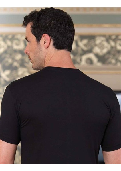 Siyah Sıfır Yaka Kısa Kollu Erkek Atlet 6lı Ekonomik Paket ME004 fiyatları