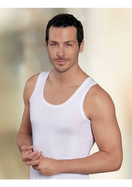 Beyaz Kalın Askılı U Yaka Pamuklu Erkek Atlet 6lı Ekonomik Paket ME020