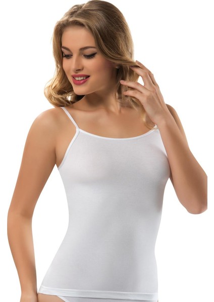 Kadın Likralı Kaşkorse Ayarlanabilir Askılı Atlet 2115 - 6 Adet