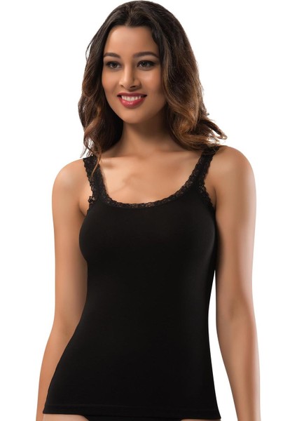 Kadın Likralı Dantel Askılı Atlet 2116 - 6 Adet