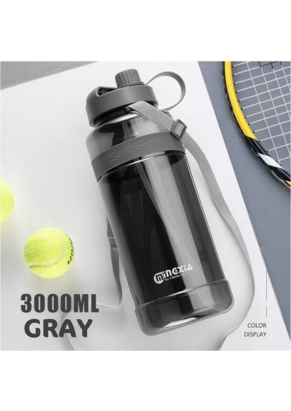 3000ML Plastik Spor Su Şişesi - Gri (Yurt Dışından)