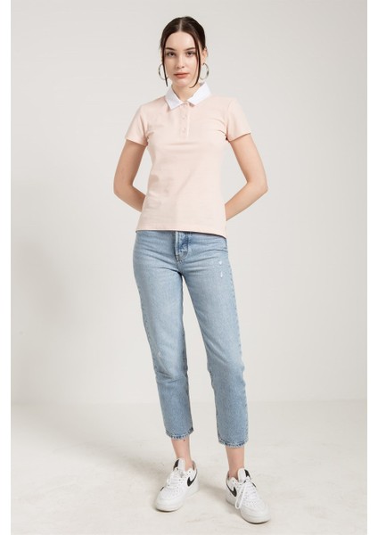Pembe Slim Fit Klasik Düz Kadın Polo Yaka T-Shirt fiyatları