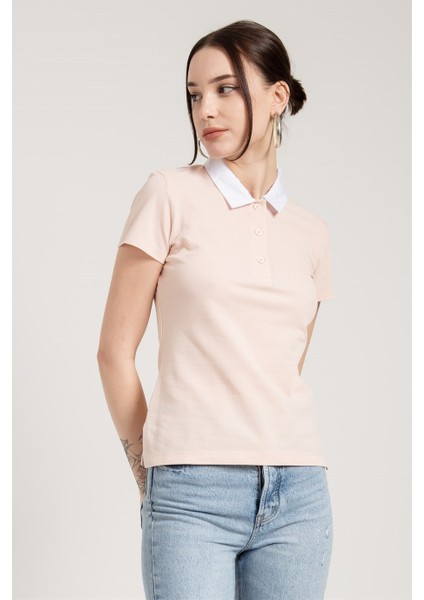 Pembe Slim Fit Klasik Düz Kadın Polo Yaka T-Shirt fırsatları