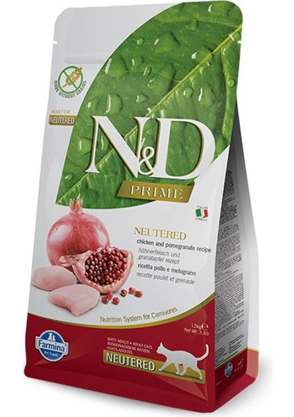 Prime Tavuk ve Narlı Kısırlaştırılmış Kedi Maması 1.5 kg