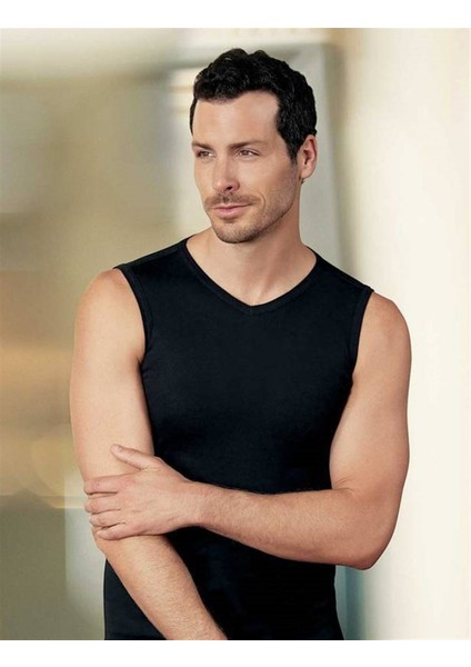 Siyah V Yaka Kolsuz Ribana Erkek Atlet 6lı Ekonomik Paket ME032