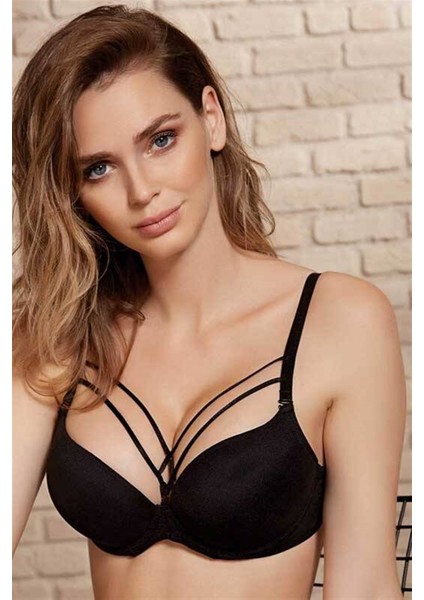 Ince Bant Detaylı Balenli Push Up Sütyen 3749