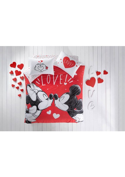 Disney Minnie Mickey Lovely Pamuk Lisanslı Nevresim Takımı