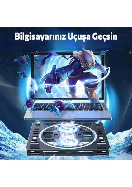 Coofbe Rgb Işıklı Ayarlanabilir Ultra Sessiz Çift Fanlı Laptop Soğutucu Laptop Standı