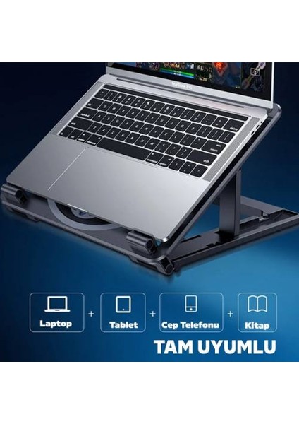 Coofbe Rgb Işıklı Ayarlanabilir Ultra Sessiz Çift Fanlı Laptop Soğutucu Laptop Standı