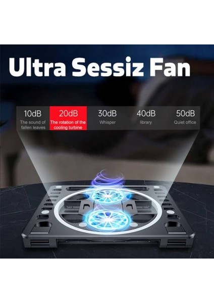 Coofbe Rgb Işıklı Ayarlanabilir Ultra Sessiz Çift Fanlı Laptop Soğutucu Laptop Standı