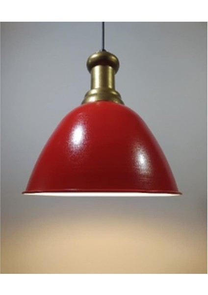 modern,rustik,vintage mutfak,oda,cafe,oteller için kırmızı 1xe27 metal sarkıt avize çap:28cm