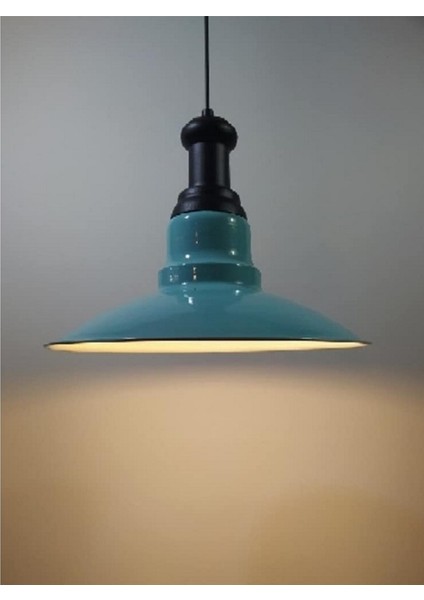 modern,rustik,vintage mutfak,oda,cafe,oteller için turkuaz 1xe27 metal sarkıt avize çap:30cm