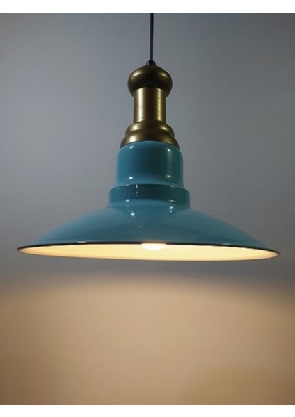 Retro Turkuaz Tekli Metal Sarkıt Avize Çap: 30CM