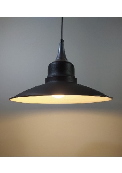 modern,rustik,vintage mutfak,oda,cafe,oteller için siyah 1xe27 metal sarkıt avize çap:30cm