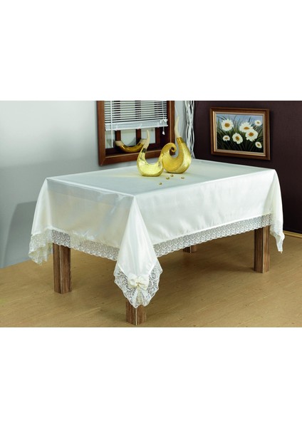 Seramoni Güpürlü Monoray Kumaş Krem Masa Örtüsü Dikdörtgen 170*230 cm - 369