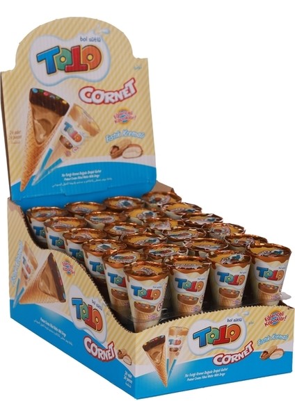 Toto Cornet Gofret Yer Fıstıklı 25 Gr. 24lü (1 Kutu)
