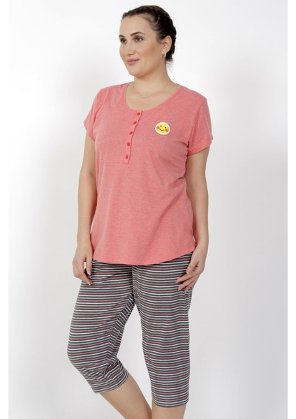 Büyük Beden Kısa Kol Kaprili Pijama Takım modelleri