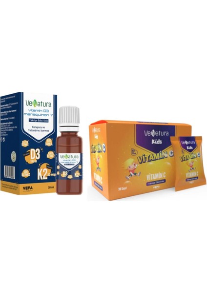 Venatura Kids Vitamin C 30 Saşe+Venatura D3 K2 Damla 20 ml
