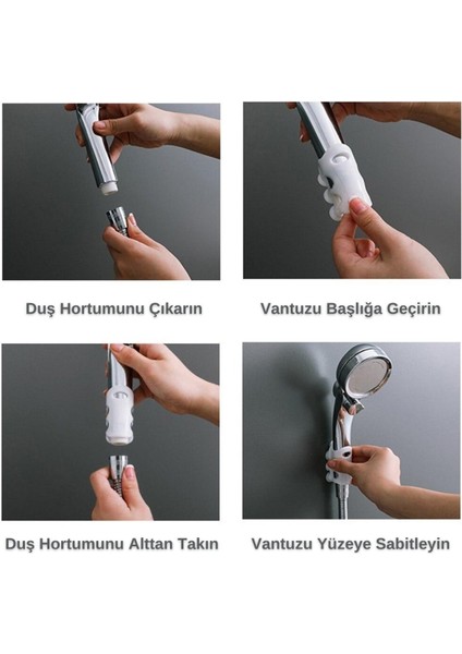 Buffer® 360 Derece Döner Turbo Pervaneli Duş Başlığı+ Vantuzlu Vakumlu Banyo Duş Başlığı Askı Tutucu fırsatları