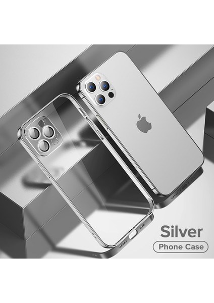 iPhone 12 Pro Kılıf Kamera Lens Korumalı Ince Elektroplatin Kaplama Zarif Kapak