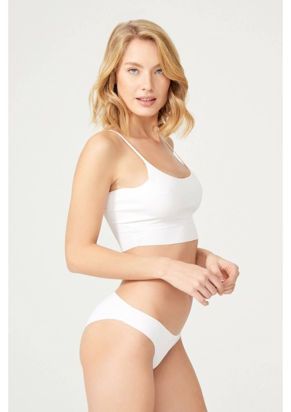 Beyaz Klasik Basic Lazer Kesim Kadın Bikini Külot modelleri