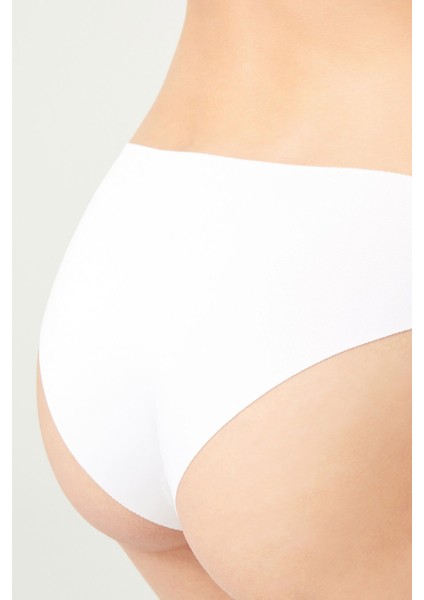 Beyaz Klasik Basic Lazer Kesim Kadın Bikini Külot fırsatları