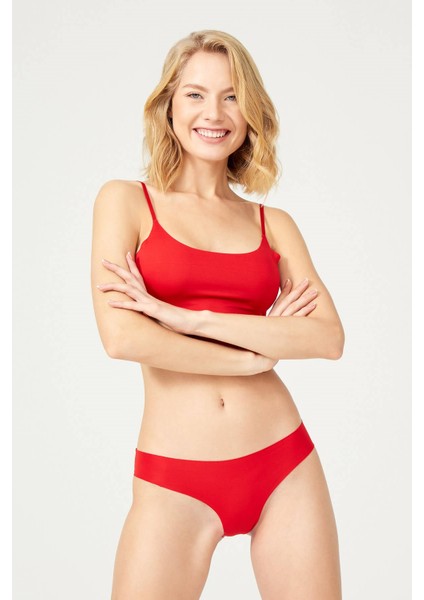 Kırmızı Klasik Basic Lazer Kesim Kadın Bikini Külot modelleri