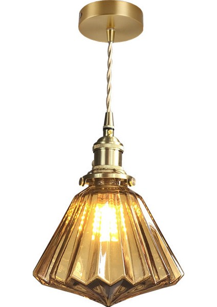 18 Cm Pirinç Cam Avize, Led 5 W 220 V Japon Tarzı Retro Avize, Restoran Bar, Yatak Odası Başucu Lambası Koridor Porch Işık, Kahverengi Renk (Yurt Dışından)