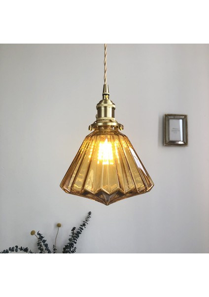 18 Cm Pirinç Cam Avize, Led 5 W 220 V Japon Tarzı Retro Avize, Restoran Bar, Yatak Odası Başucu Lambası Koridor Porch Işık, Kahverengi Renk (Yurt Dışından) fiyatları