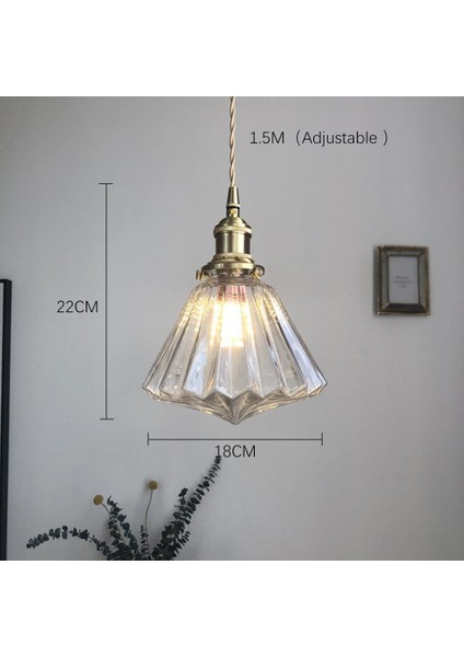 18 Cm Pirinç Cam Avize, Led 5 W 220 V Japon Tarzı Retro Avize, Restoran Bar, Yatak Odası Başucu Lambası Koridor Sundurma Işık, Şeffaf Renk (Yurt Dışından) fırsatları