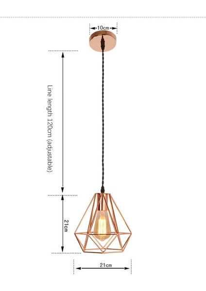 21 Cm Elmas Altın Avize, 220 V E27Led Tek Spiral Attic Aydınlatma Elmas Altın Demir Avize (Yurt Dışından)