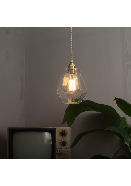 17 Cm Pirinç Cam Avize, 220 V E27 / 26 Ampul Olmadan Restoran Bar Başucu Işık Japon Retro Giriş Balkon Işık (Yurt Dışından) fiyatları