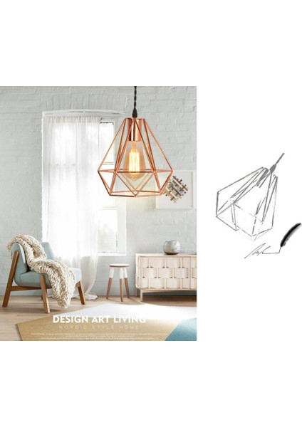 21 Cm Elmas Altın Avize, 220 V E27Led Tek Spiral Attic Aydınlatma Elmas Altın Demir Avize (Yurt Dışından)