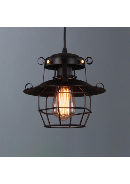 23 Cm Asılı Kolye Işıkları, Vintage Birdcage Avize Tavan Lambası, Mutfak, Yemek Odası, Koridor, Kapı Için Siyah Geometrik Tavan Asılı Lamba (Yurt Dışından)