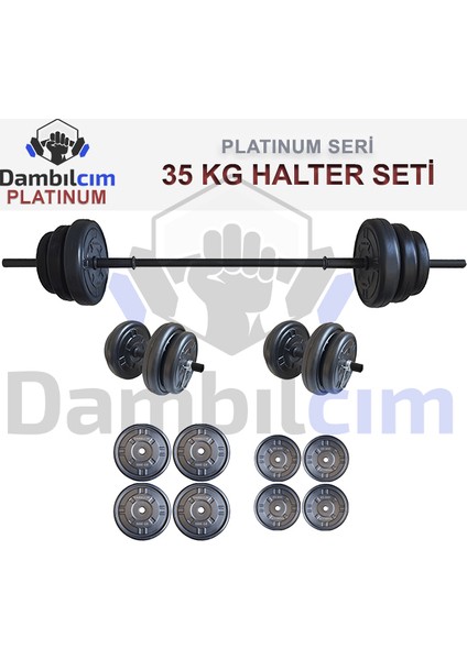 Platinum 35 Kg Halter Seti 35 Kg Dambıl Seti Ağırlık Seti Vücut Geliştirme Aleti