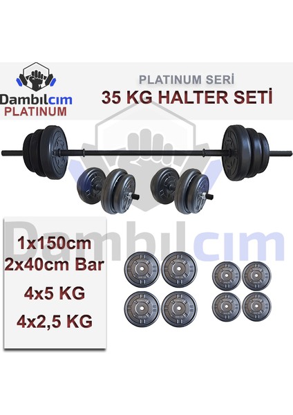 Platinum 35 Kg Halter Seti 35 Kg Dambıl Seti Ağırlık Seti Vücut Geliştirme Aleti