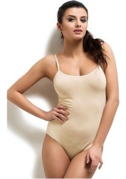 Tutku Bayan Likralı Pamuklu Ip Askılı Çıtçıtlı Body 0148 Ten