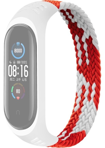 Xiaomi Mi Band Naylon Kordonlu Saat Için, Boyut: M 160Mm Kırmızı Beyaz (Yurt Dışından)