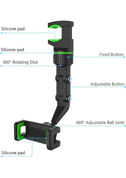 Araca Monte Edilen Dikiz Aynası Tutucu - Yeşil (Yurt Dışından)