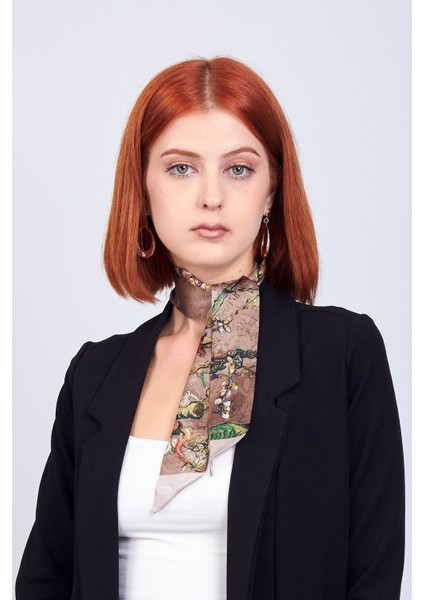 %100 Ipek Bej Twilly Fular Van Gogh Badem Ağacı fiyatları