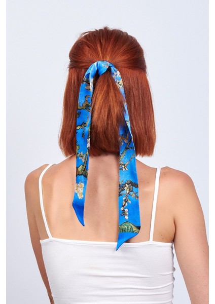 %100 Ipek Mavi Twilly Fular Van Gogh Badem Ağacı modelleri