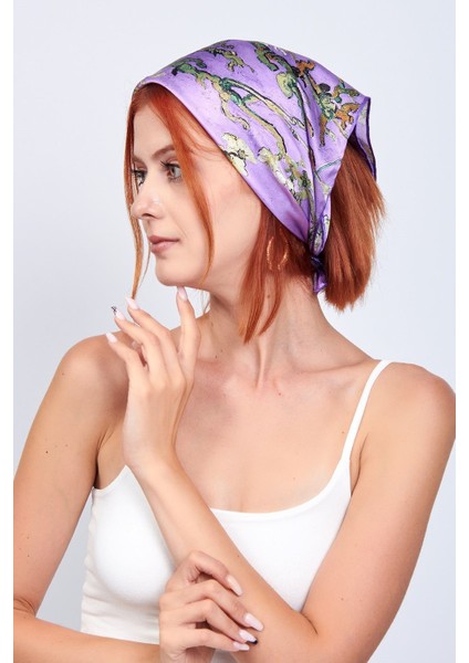 %100 Ipek Mor Bandana Fular Van Gogh Almond Blossoms 55 cm fiyatları