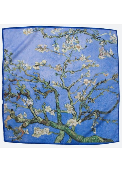 Kadın Mavi Fular Bandana Van Gogh Almond Blossoms