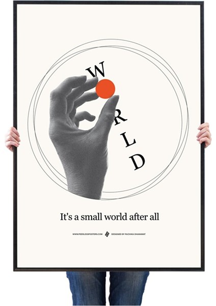 Minimal Reklam Dijital Small World Çerçevesiz Poster/afiş