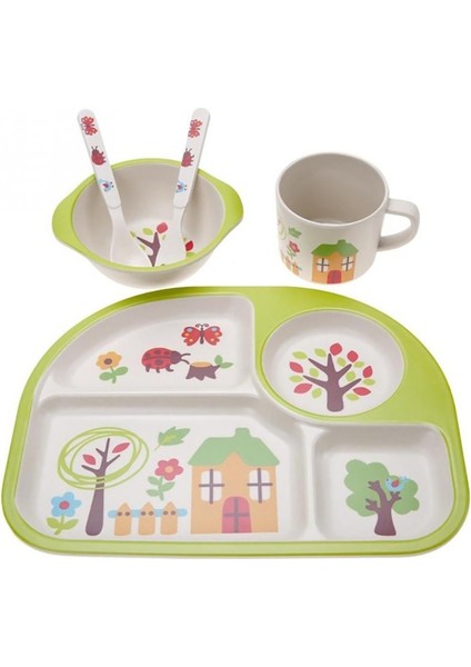 Bambu Elyaflı Bebek Tabağı Seti - Sarı (Yurt Dışından)