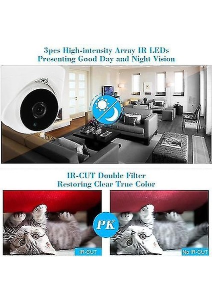 Cotier 1080 P 2.0mp Ahd Kubbe Cctv Kamera 3.6mm 1/27 '' Cmos 3 Array Ir Led'leri Gece Görüş Ir-Cut (Yurt Dışından)